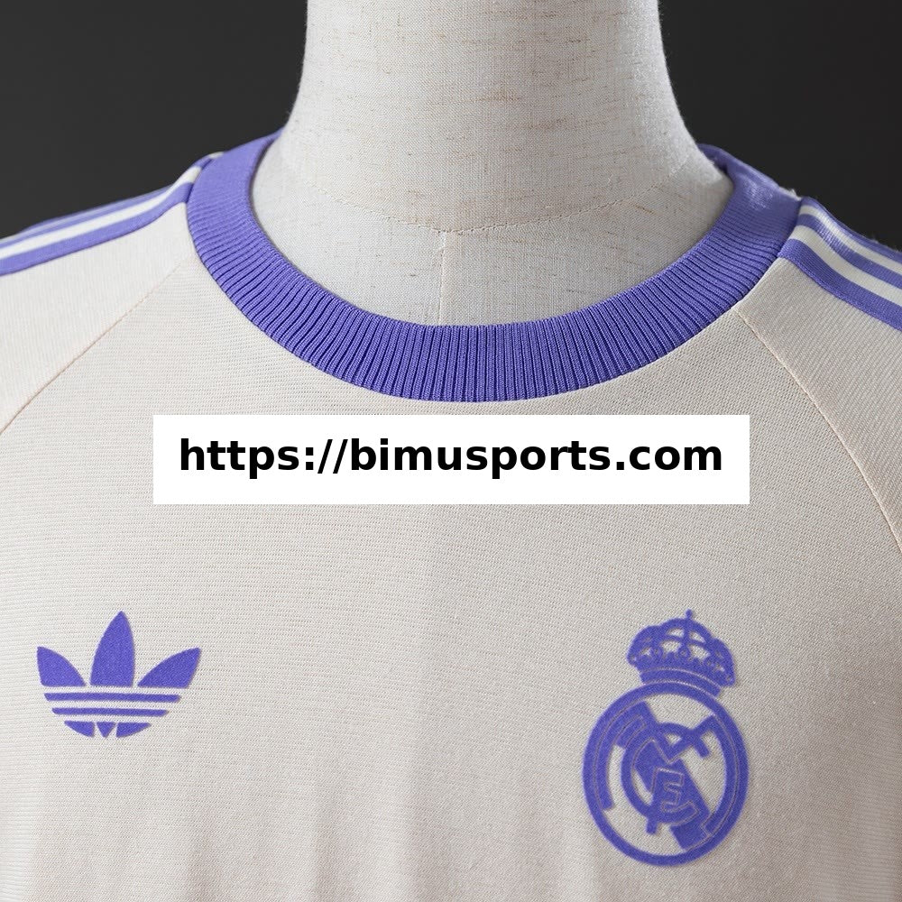 Camisola Real Madrid Originais 3-stripes Bege T-shirt