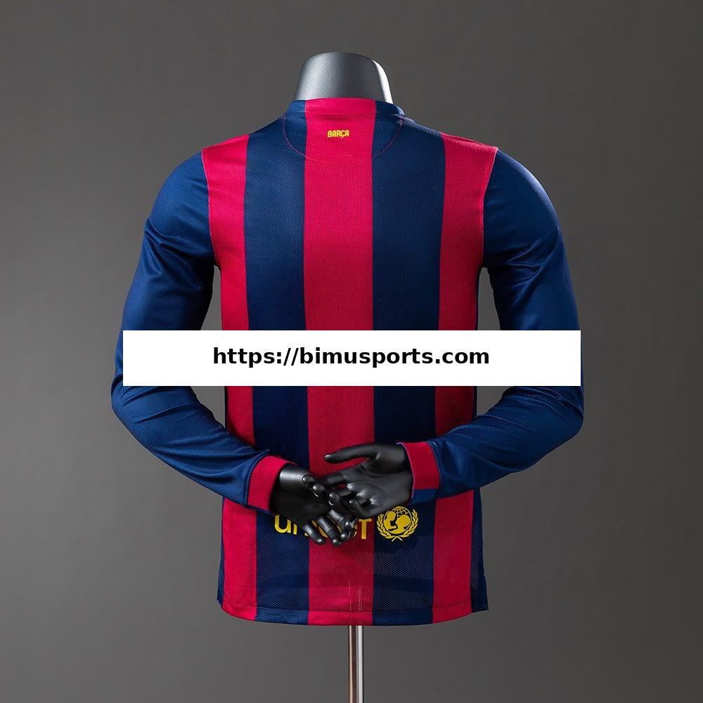 Camisola Barcelona 14/15 Principal Retro de Manga Comprida Versão de Jogador