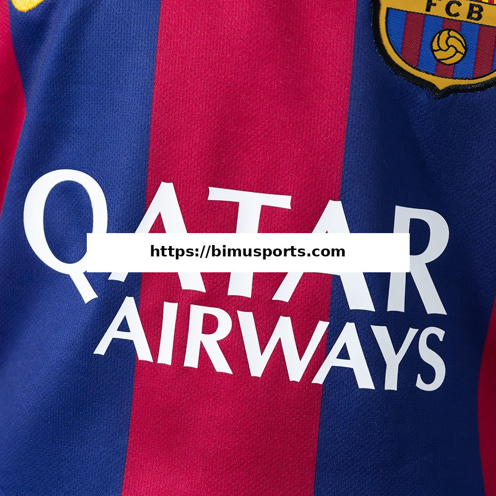 Camisola Barcelona 14/15 Principal Retro Long-Sleeve Equipamento Infantil