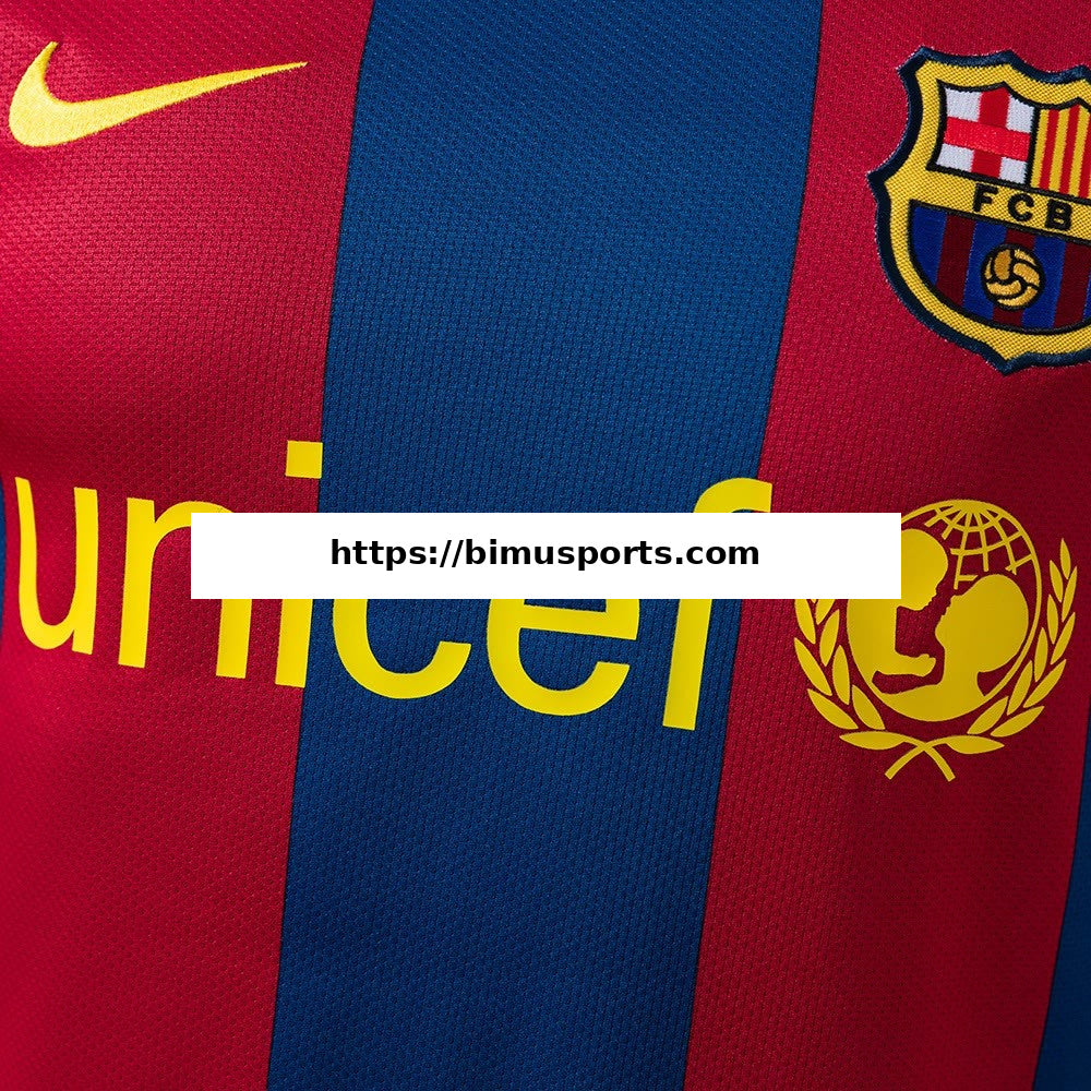 Camisola Barcelona 10/11 Principal Retro de Manga Comprida Versão de Jogador