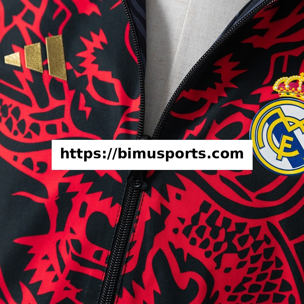 Real Madrid Casaco Reversível Corta-Vento - Vermelho & Heiss