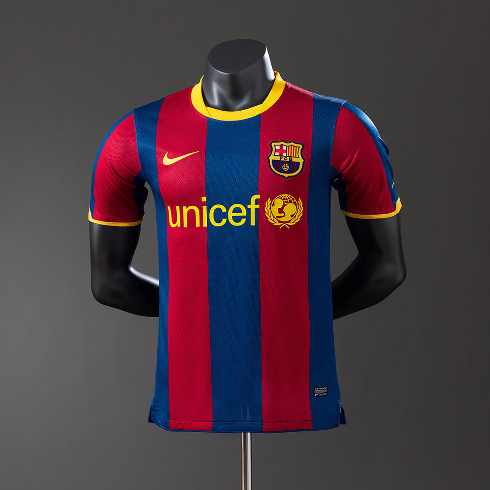 Camisola Barcelona 10/11 Principal Retro de Manga Comprida Versão de Jogador