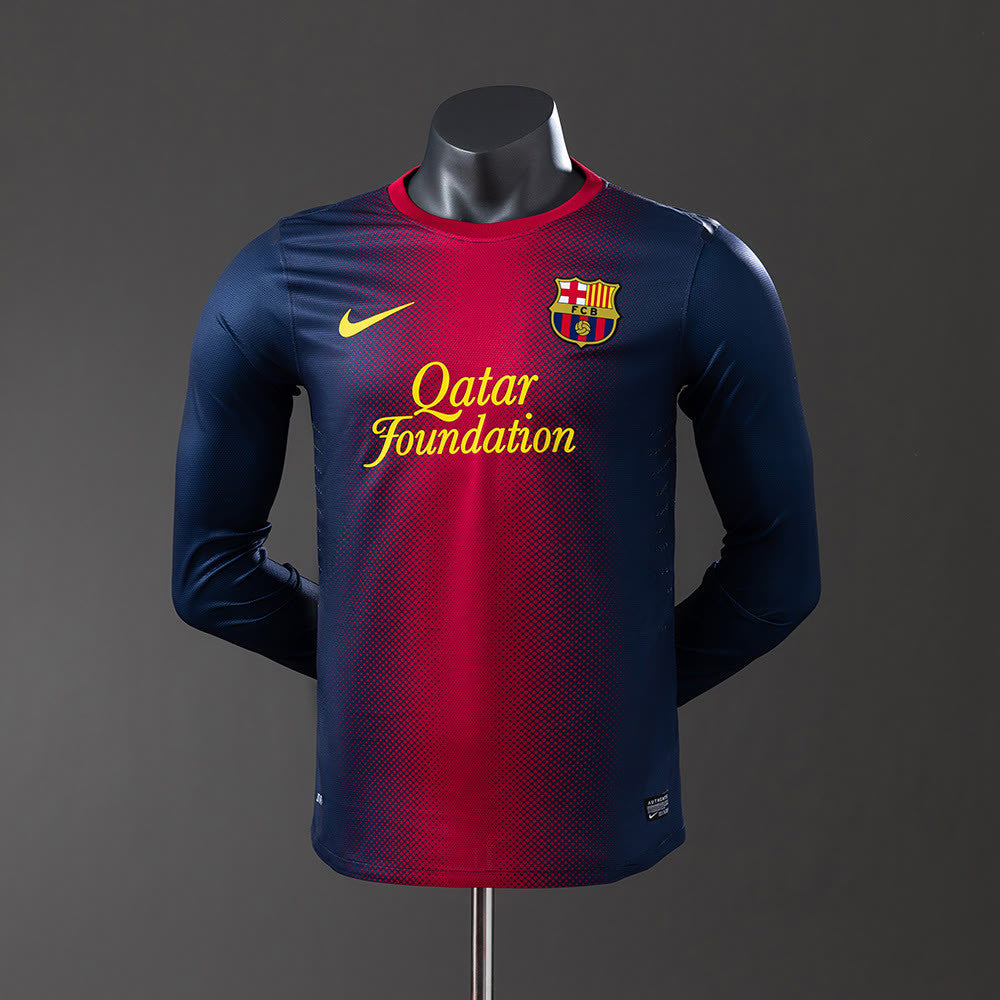 Camisola Barcelona 12/13 Principal Retro de Manga Comprida Versão de Jogador
