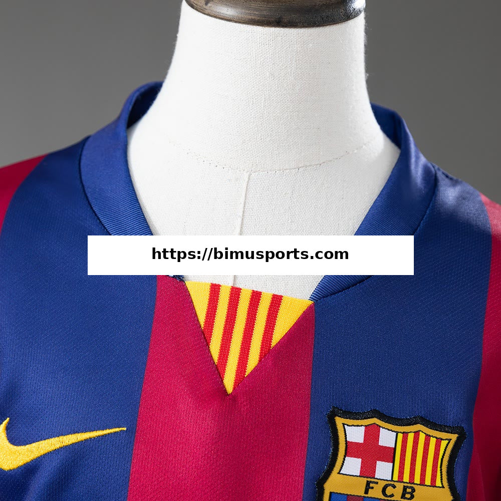 Camisola Barcelona 14/15 Principal Retro Long-Sleeve Equipamento Infantil