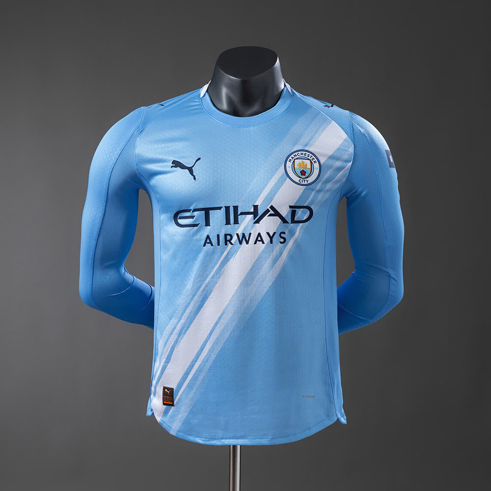 Manchester City 25/26 Principal manga comprida versão jogador camisas