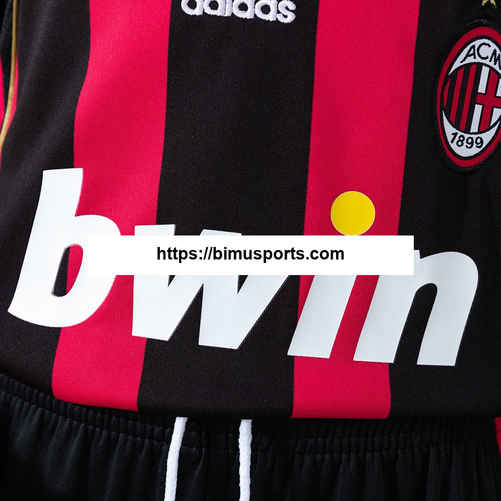 Camisola AC Milan 06/07 Principal Retro Manga Longa Equipamento Infantil