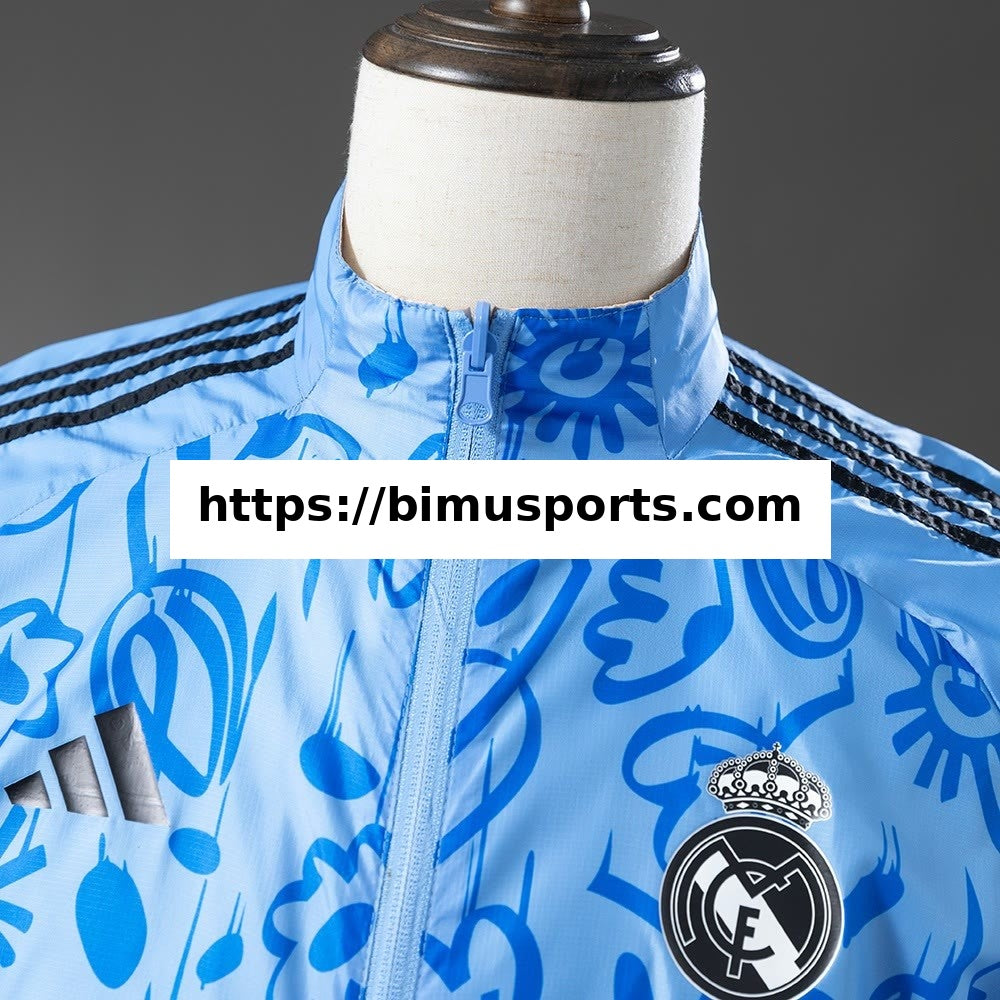 Camisola Real Madrid Casaco Reversível Corta-Vento - Bege & Azul