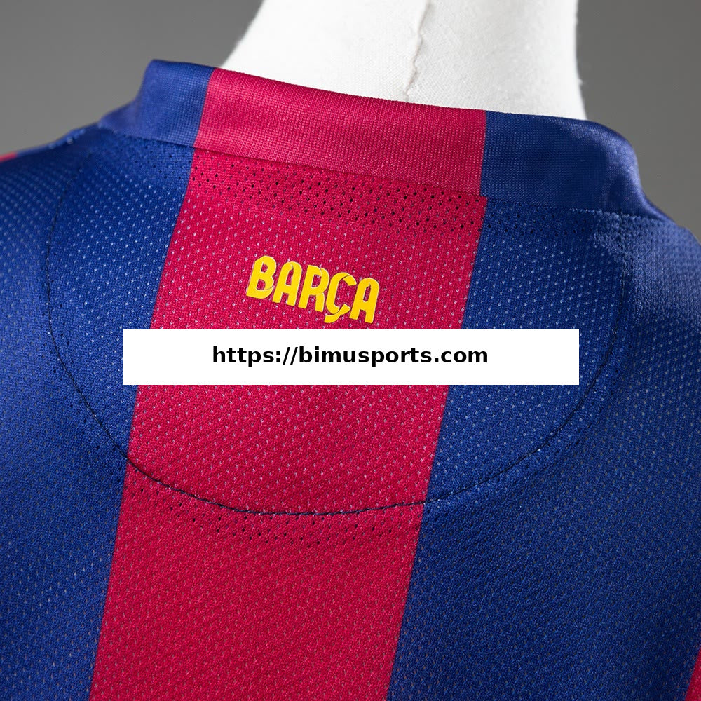 Camisola Barcelona 14/15 Principal Retro Long-Sleeve Equipamento Infantil