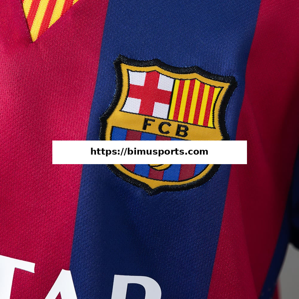 Camisola Barcelona 14/15 Principal Retro Long-Sleeve Equipamento Infantil