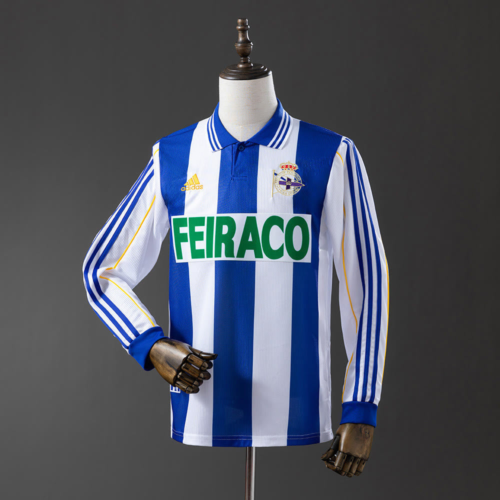 Camisola Deportivo La Coruna 99/00 Principal Retro de Manga Comprida