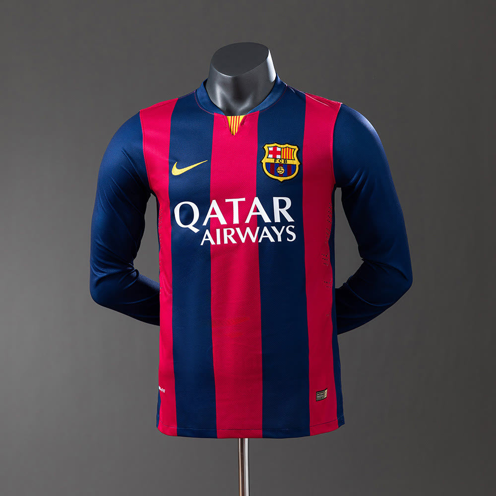 Camisola Barcelona 14/15 Principal Retro de Manga Comprida Versão de Jogador