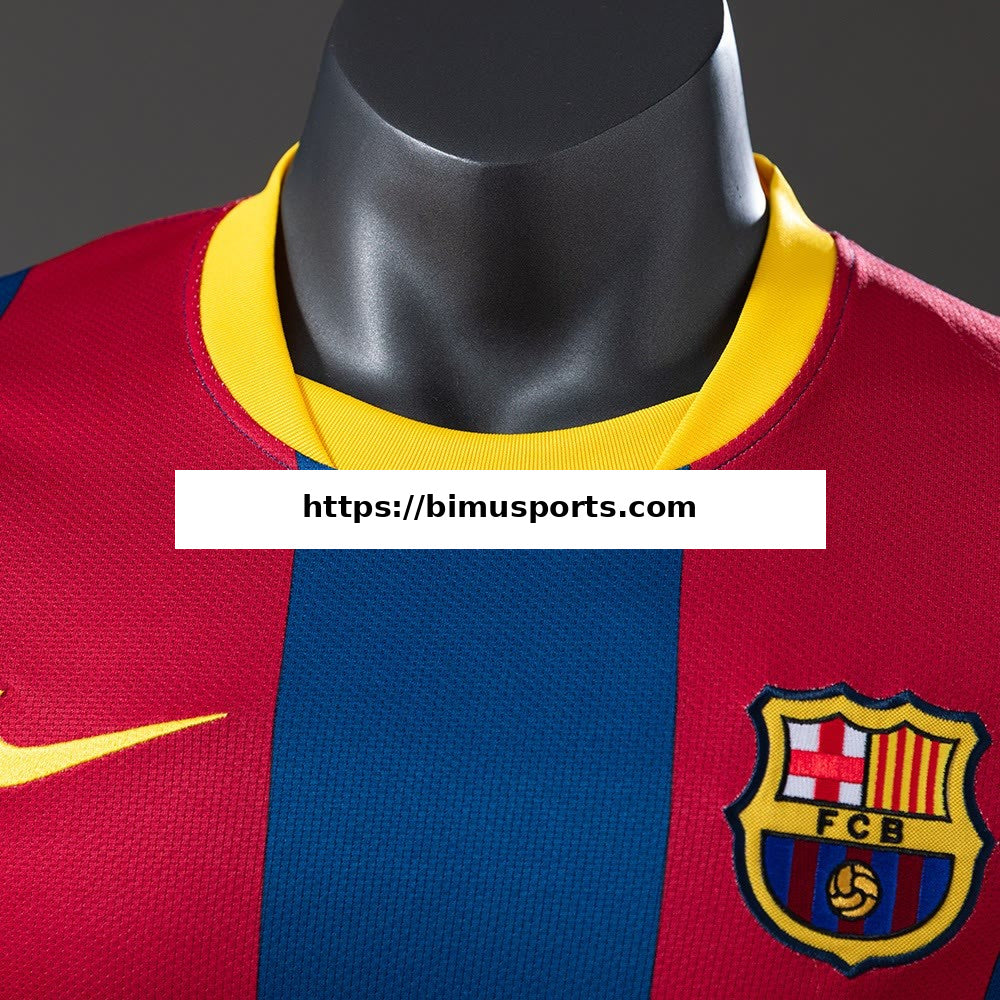 Camisola Barcelona 10/11 Principal Retro de Manga Comprida Versão de Jogador