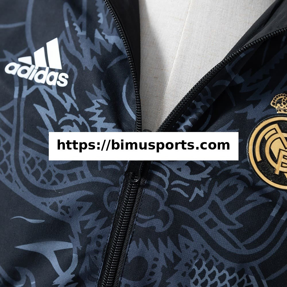 Real Madrid Casaco Reversível Corta-Vento - Preto e Preto Dragão