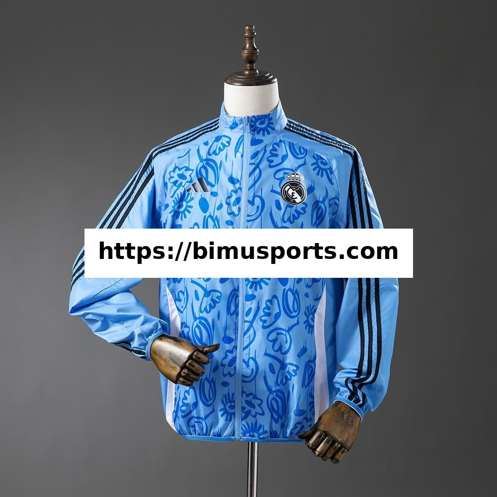 Camisola Real Madrid Casaco Reversível Corta-Vento - Bege & Azul