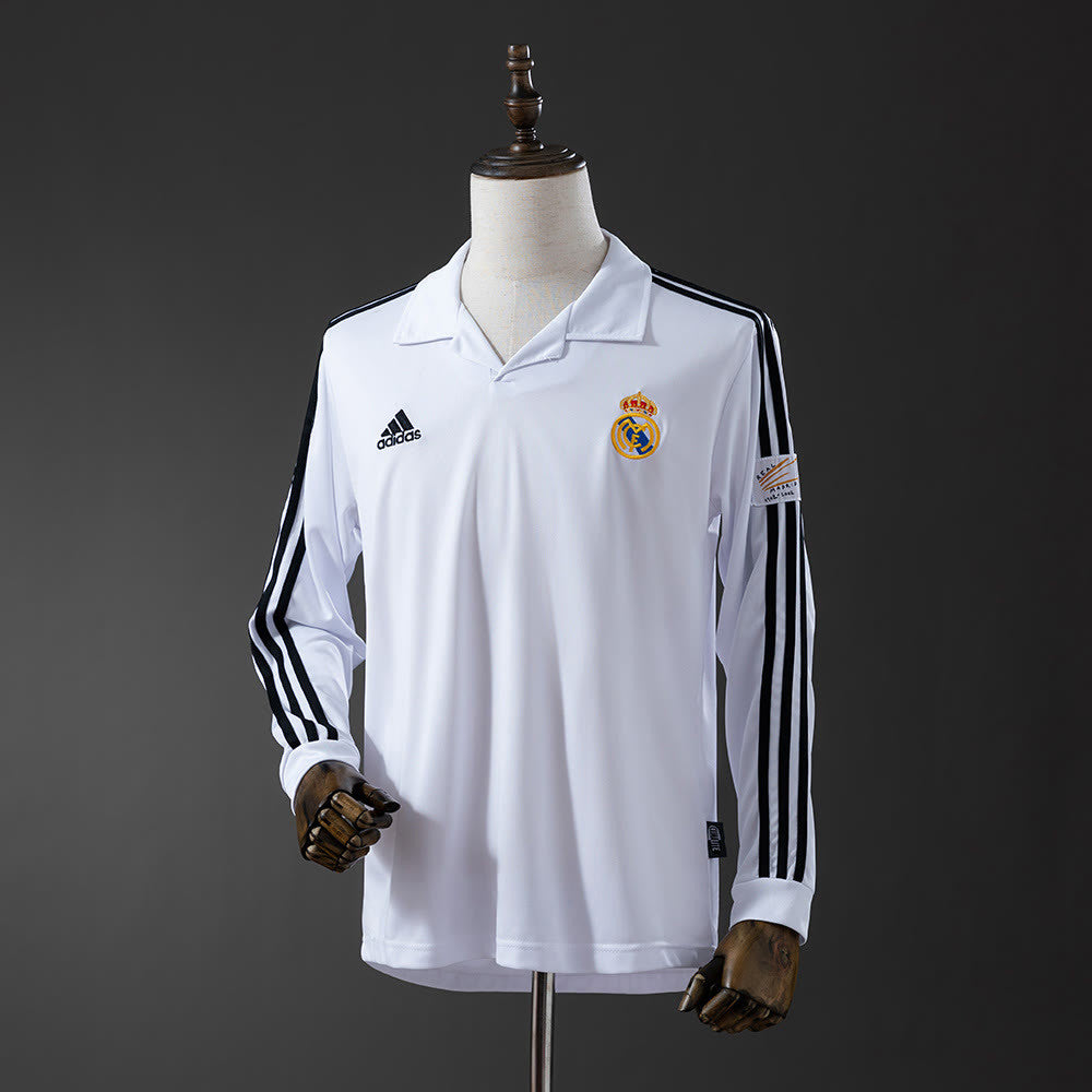 Camisola Real Madrid 2002/03 Principal (UEFA Liga Dos Campeões) Manga Comprida Retro