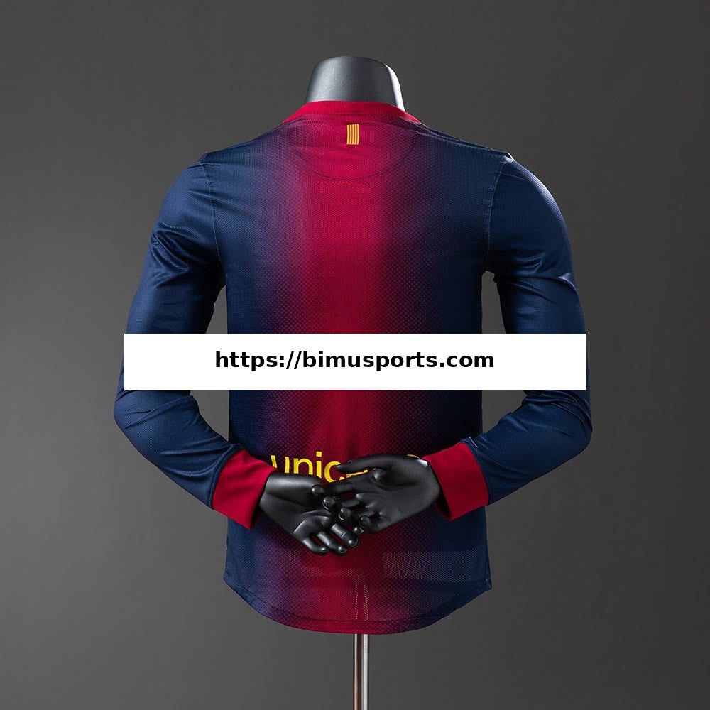 Camisola Barcelona 12/13 Principal Retro de Manga Comprida Versão de Jogador