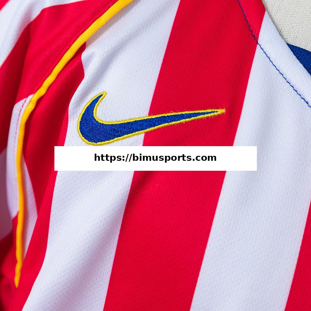 Camisola Atletico Madrid 04/05 Equipamento Infantil Principal Retro de Manga Comprida