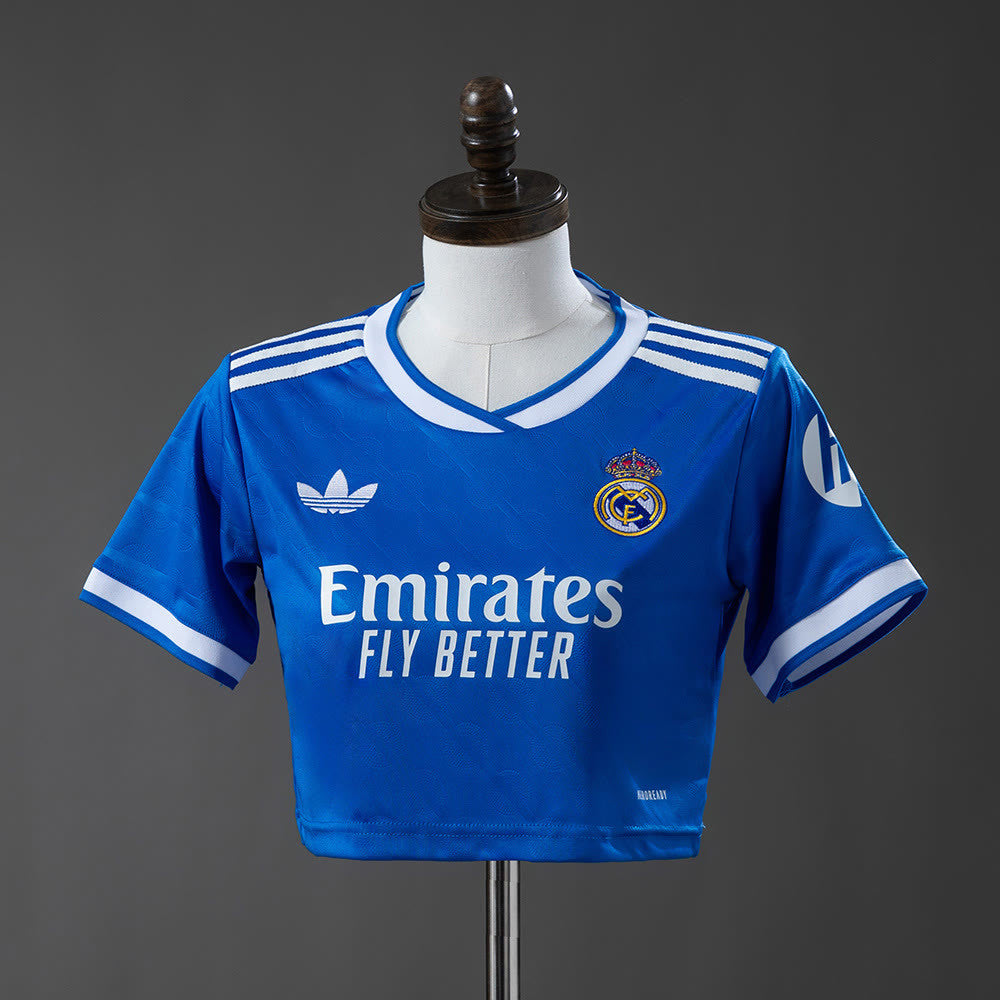 Camisola Real Madrid 25/26 Terceira Alternativa Feminina Top Cropped Estilo
