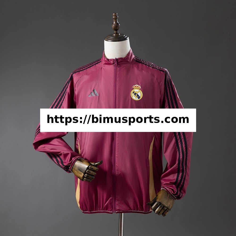 Real Madrid Casaco Reversível Corta-Vento - Bege & Vermelho