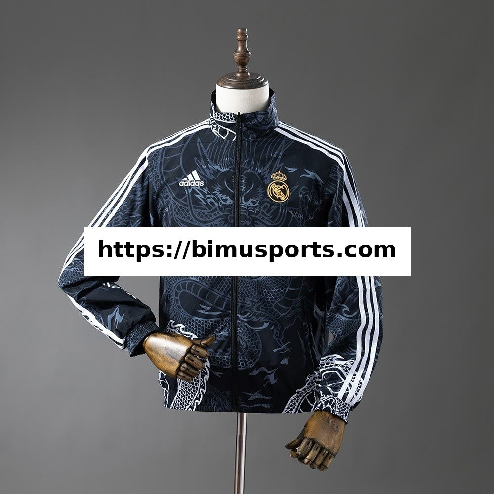 Real Madrid Casaco Reversível Corta-Vento - Preto e Preto Dragão