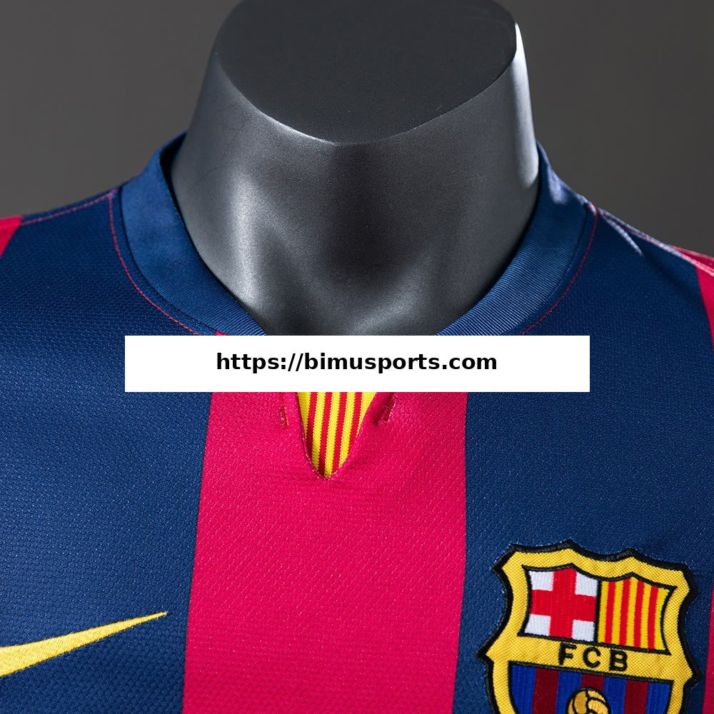 Camisola Barcelona 14/15 Principal Retro de Manga Comprida Versão de Jogador